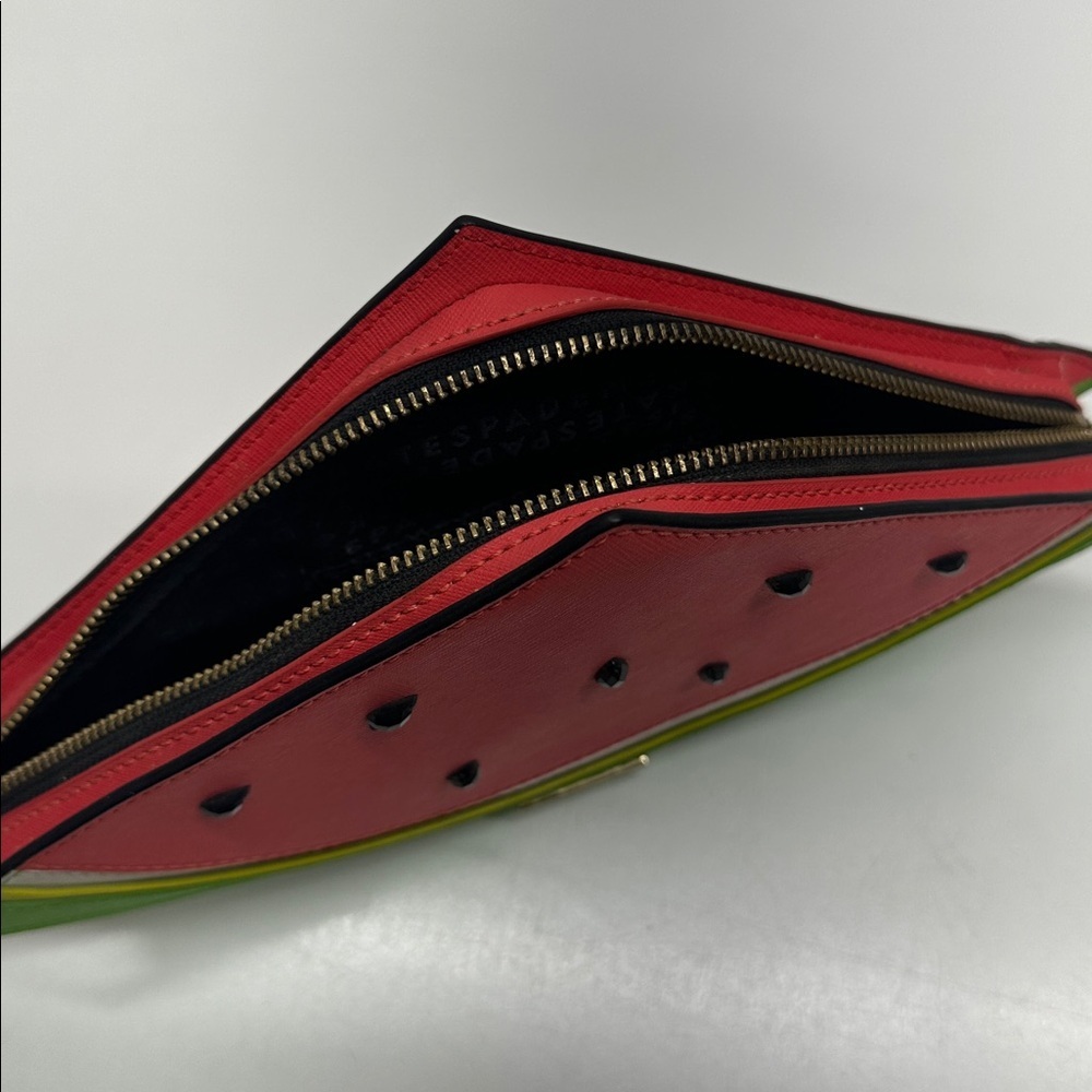 Kate Spade Watermelon Make a Splash Clutch Zip Around Iconic 3D Purse Pink Green - Picture 11 of 15